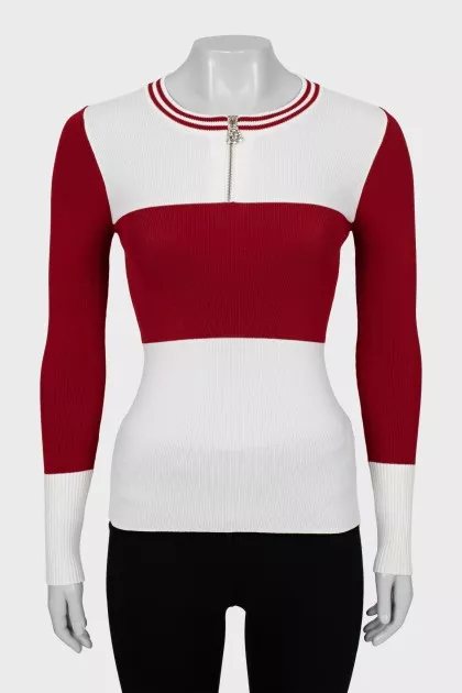 Two-tone ribbed jumper