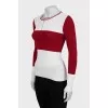 Two-tone ribbed jumper