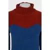 Two-tone velor sweater