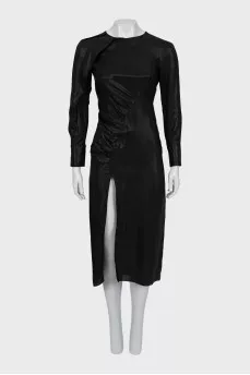 Black draped midi dress