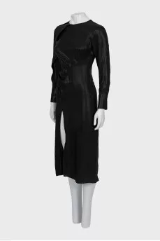 Black draped midi dress