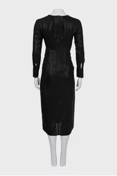 Black draped midi dress