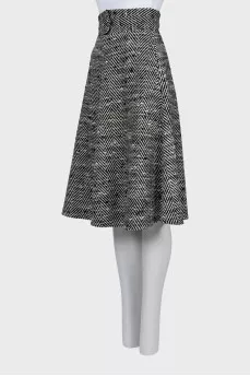A-line skirt in herringbone print