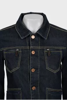 Denim jacket with contrast stitching
