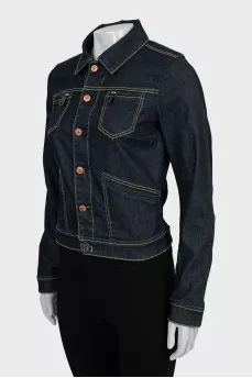 Denim jacket with contrast stitching