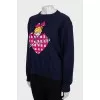 Knitted sweater with print and sequins