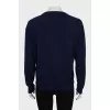 Knitted sweater with print and sequins