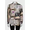 Printed straight-fit silk shirt