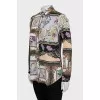 Printed straight-fit silk shirt