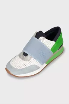 Mixed color sneakers with perforations