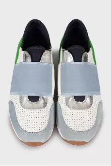 Mixed color sneakers with perforations