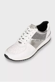 Sneakers with signature print and tag