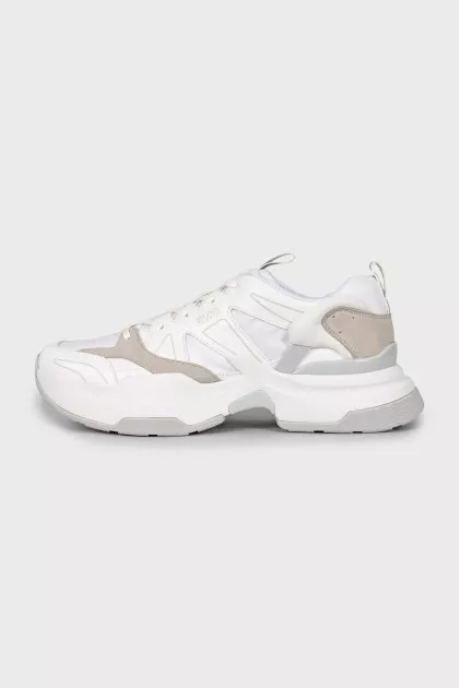 Men's white sneakers with chunky soles
