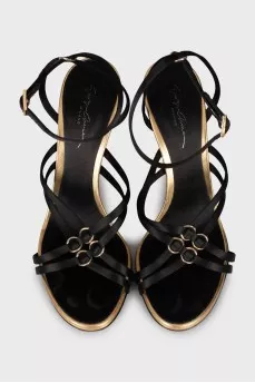 Textile sandals with gold hardware