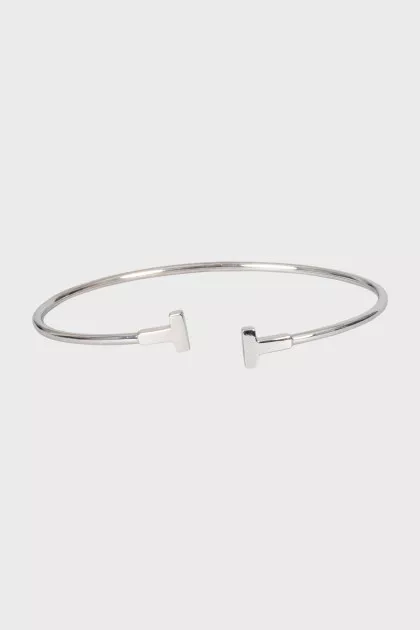 White Gold T Narrow Wire Bracelet