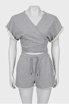 Gray V-Neck Jumpsuit