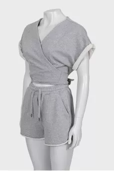 Gray V-Neck Jumpsuit
