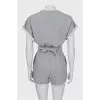 Gray V-Neck Jumpsuit