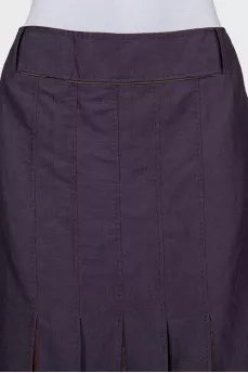 Two-tone pleated midi skirt