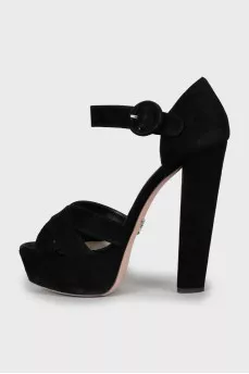 Suede high heel sandals