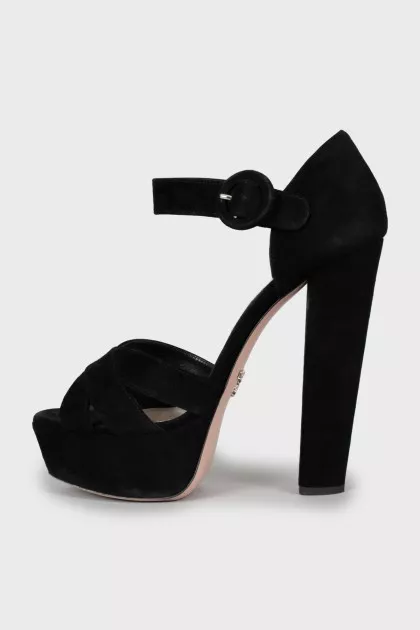 Suede high heel sandals