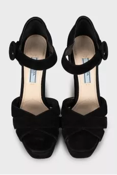 Suede high heel sandals