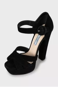 Suede high heel sandals