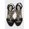 Textile sandals decorated with beads
