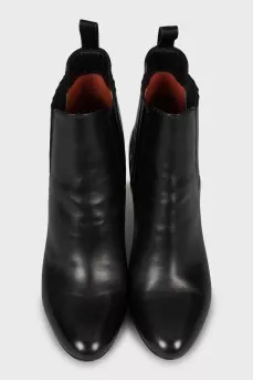 High-heeled leather ankle boots