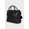 Satchel bag with embossed leather