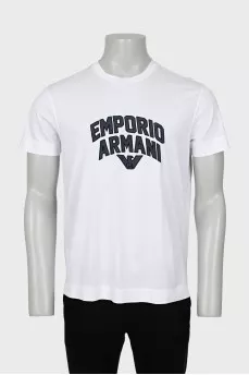 Men's white T-shirt with embroidered logo