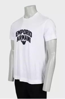 Men's white T-shirt with embroidered logo