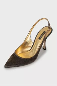 Textile slingbacks with pointed toe
