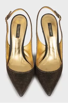 Textile slingbacks with pointed toe