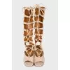 Beige suede wedge sandals