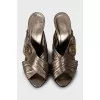 Leather high heel sandals