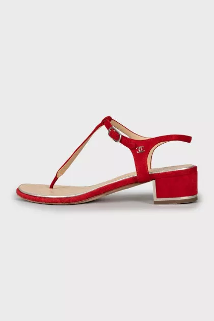 Suede mid heel sandals