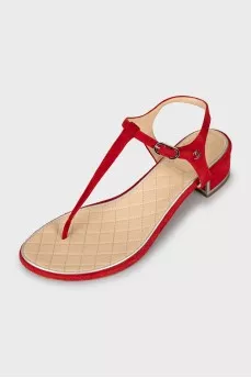 Suede mid heel sandals