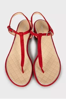 Suede mid heel sandals