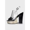 Patent sandals with transparent inserts