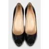 Black leather high heels