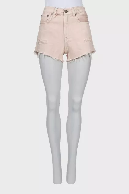 Pink denim shorts