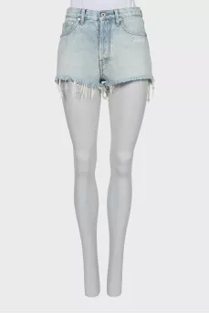 High waisted denim blue shorts