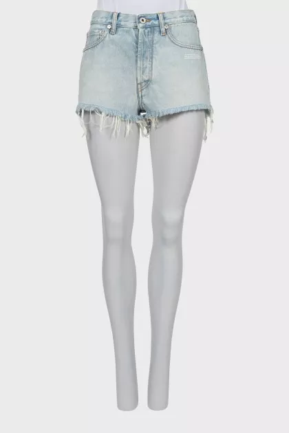High waisted denim blue shorts