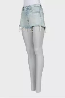 High waisted denim blue shorts