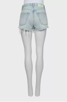 High waisted denim blue shorts