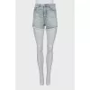 Blue denim shorts with raw hem
