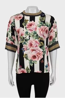Silk blouse in floral print