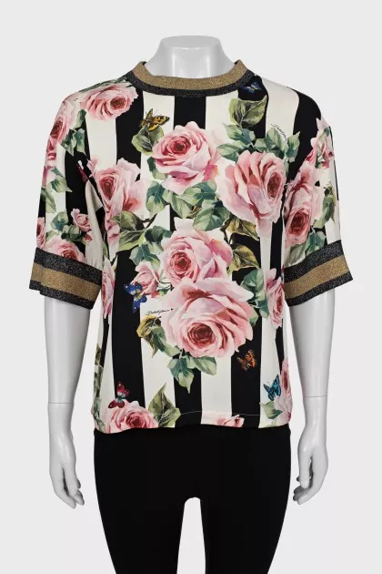 Silk blouse in floral print