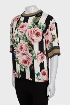 Silk blouse in floral print